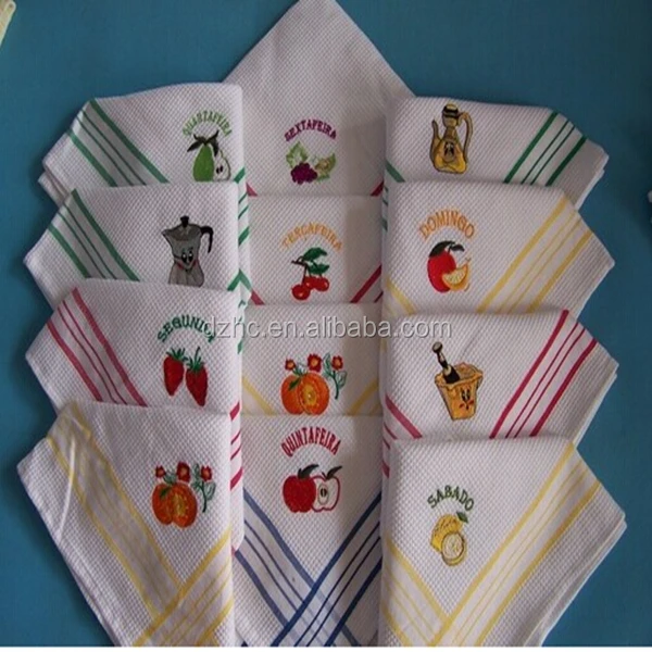 Модный 100% из чистого хлопка вышитая вафельная ткань кухонное полотенце Рождественский подарок