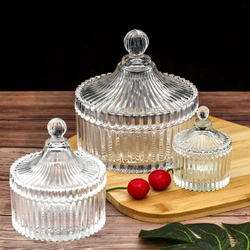 Wholesale Candy Jar Fashion Shape Glass Bowl Storage Pot Storage With Lid