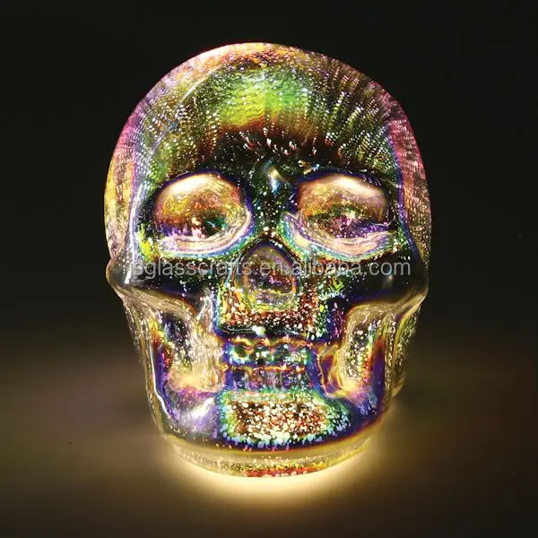 
Mercury 3d glass led skull lamp for table decoration battery led fireworks light 