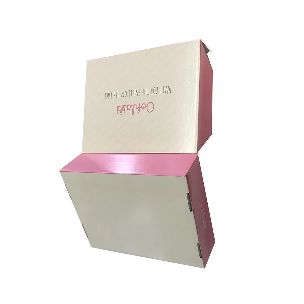 
Pink gold Custom design printing folding shipping paper clothing packaging gift box 