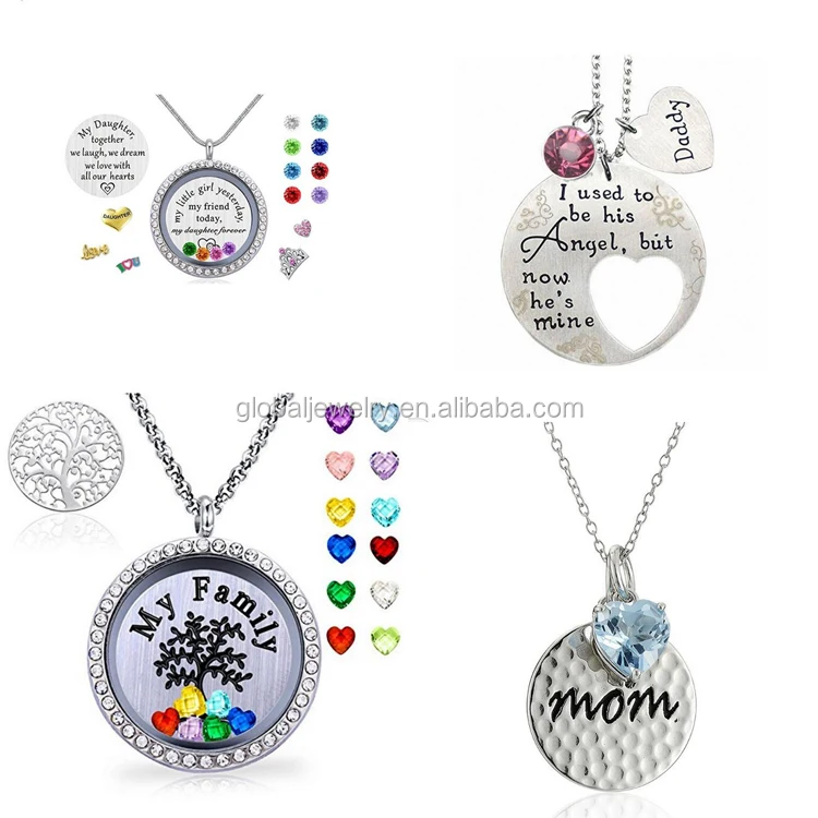 
My Family Tree Charms Necklace Crystal Necklace Mother Gifts Pendant 