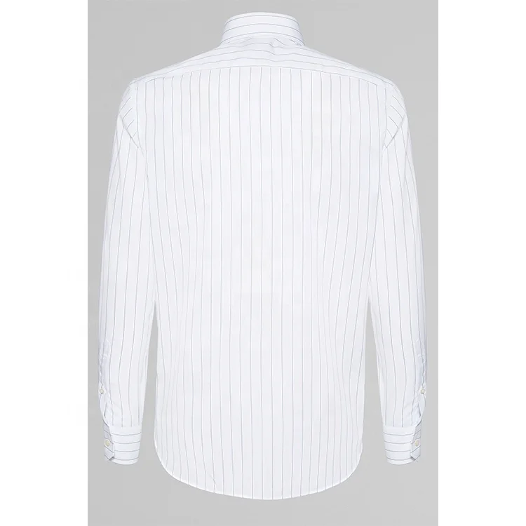 
milano MTM new designed white blue stripe elegant noble dress party formal long sleeve men slim fit shirt 