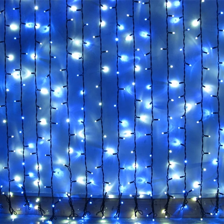 
110V black wire led curtains lights with 900leds 