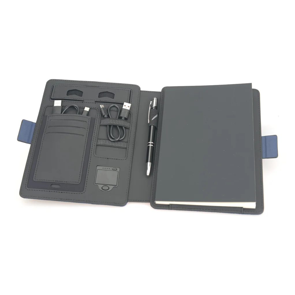 
custom Power Bank notebook/portfolio with and cable charger 