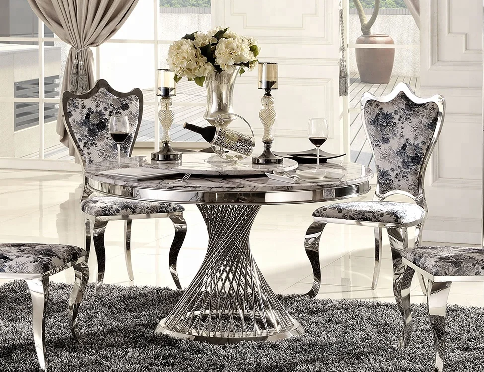TH381 Modern Furniture round marble Dining Table