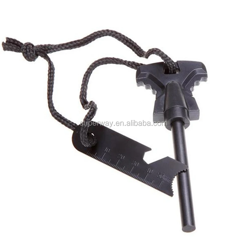 6 in 1 Multi-Tool Fire steel magnesium rod fire starter for Survival
