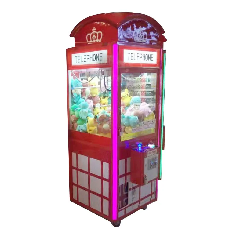 coin operated claw crane arcade prize vending machine |high quality metal british style telephone claw machine for sale