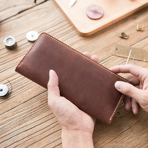 Hot Sale Fancy Purses Bifold Crazy Horse Skin Retro Wallets Genuine African Men Leather Wallet