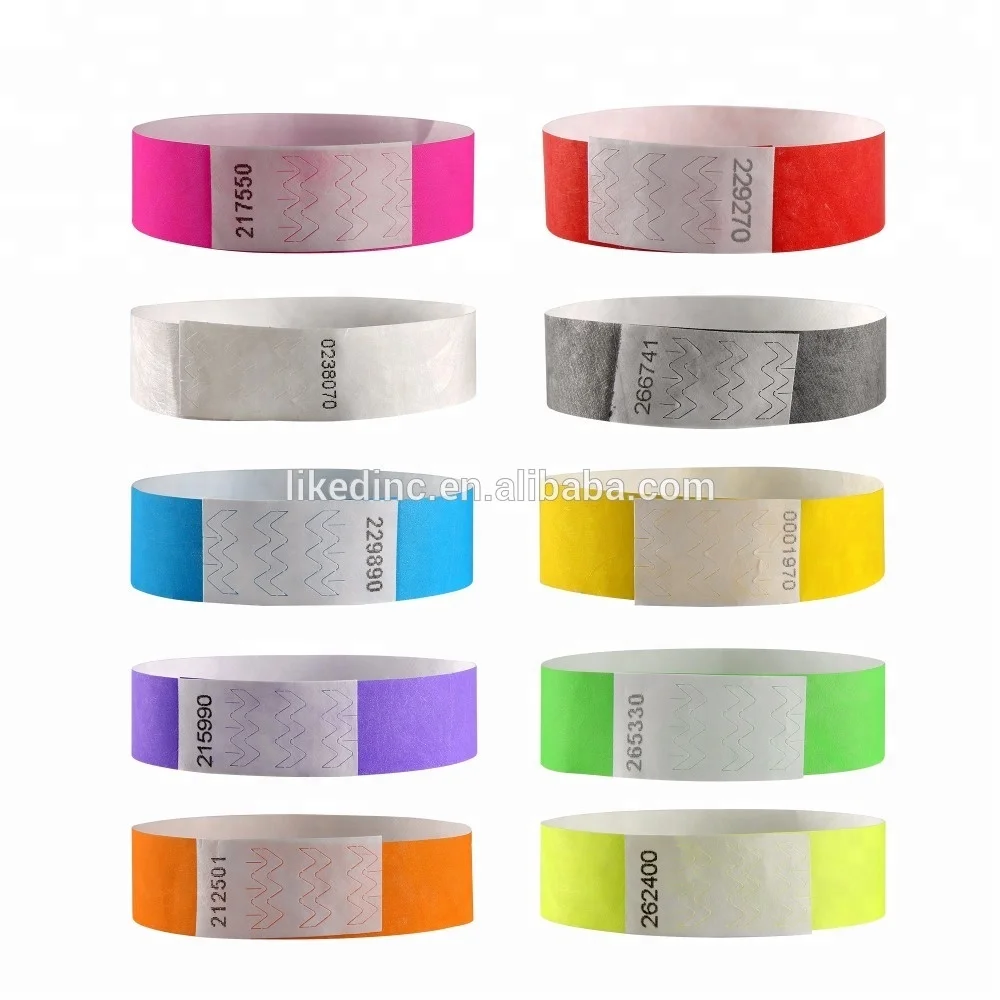 High class colorful event bracelets tyvek printing label wristband for all festival