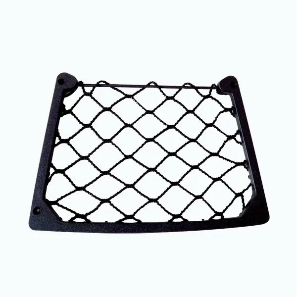 Plastic magazine net for passenger bus seat assembly