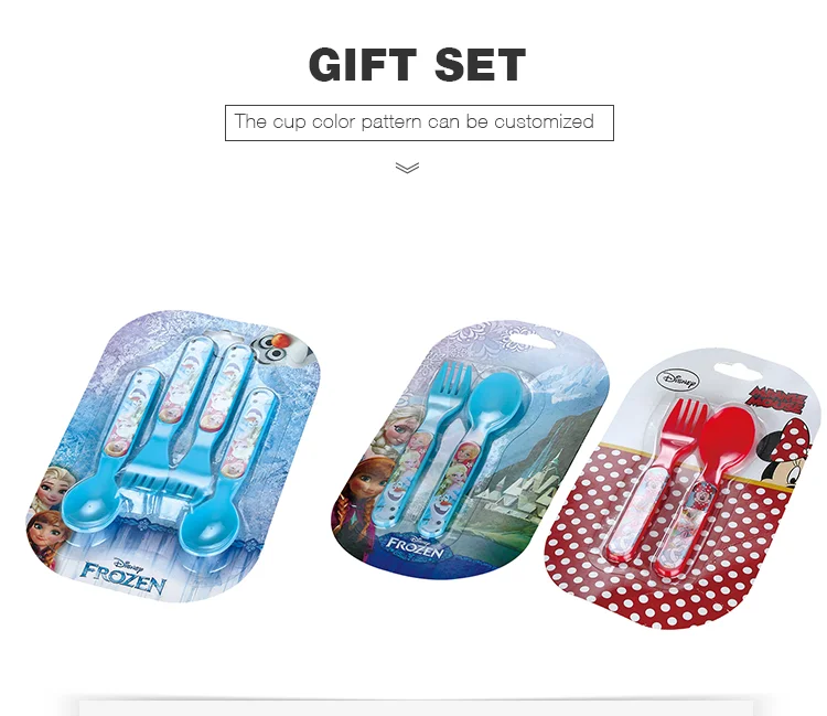 Wholesale Cheap Price Reusable Cartoon PP Plastic Fork Spoon Gift Set Colorful tableware with Travel-friendly Packaging for Kids