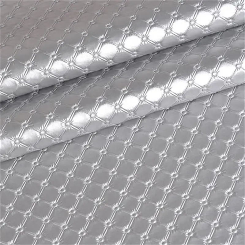 Fashion Fancy shining metallic pu Synthetic leather Stiff Fancy Leather Upholstery Sofa Fabric Material For Bedside Backdrop