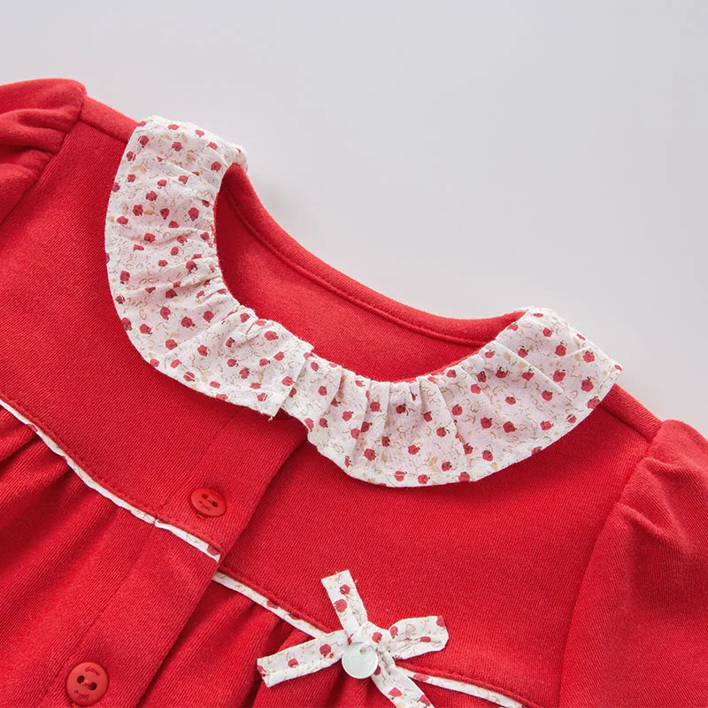 DB7365 dave bella spring baby girls clothing sets kids red suit children toddler outfits infant high quality clothes