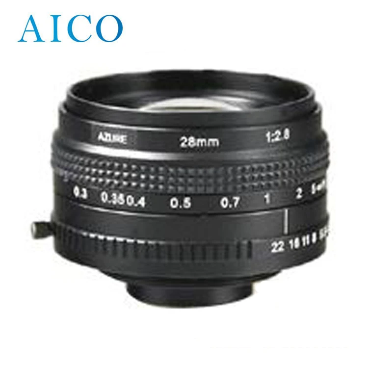 non distortion F2.8-F22 T-mount Manual Iris 28mm tmount T-mt M42 machine vision FA lens for industrial camera system