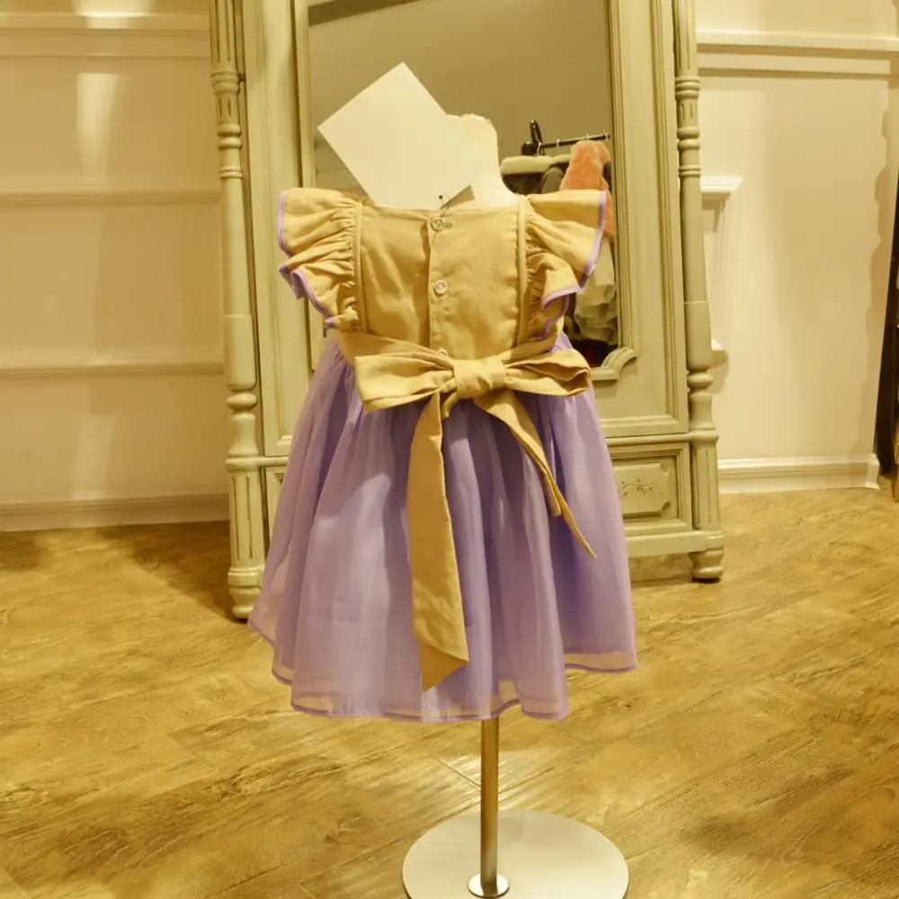 wholesale well dressed wolf remake lavender smocked dress for kids purple dress for girls