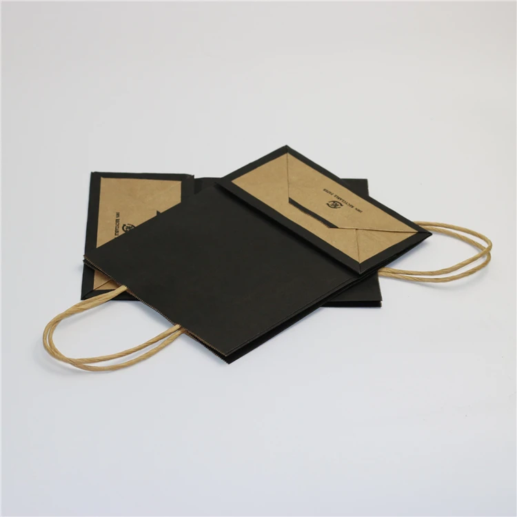 Пользовательские Дизайн Дешевые черный мешок крафт-бумаги для покупок