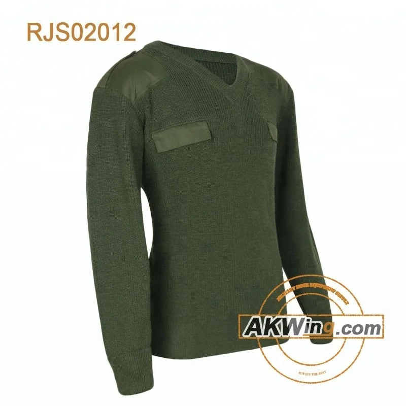 Olive Green Army Wool Sweater Pullover Military Sweater for camping