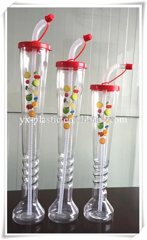 Hot sale 500ml plastic slush yard cup for promotional with lid and straw