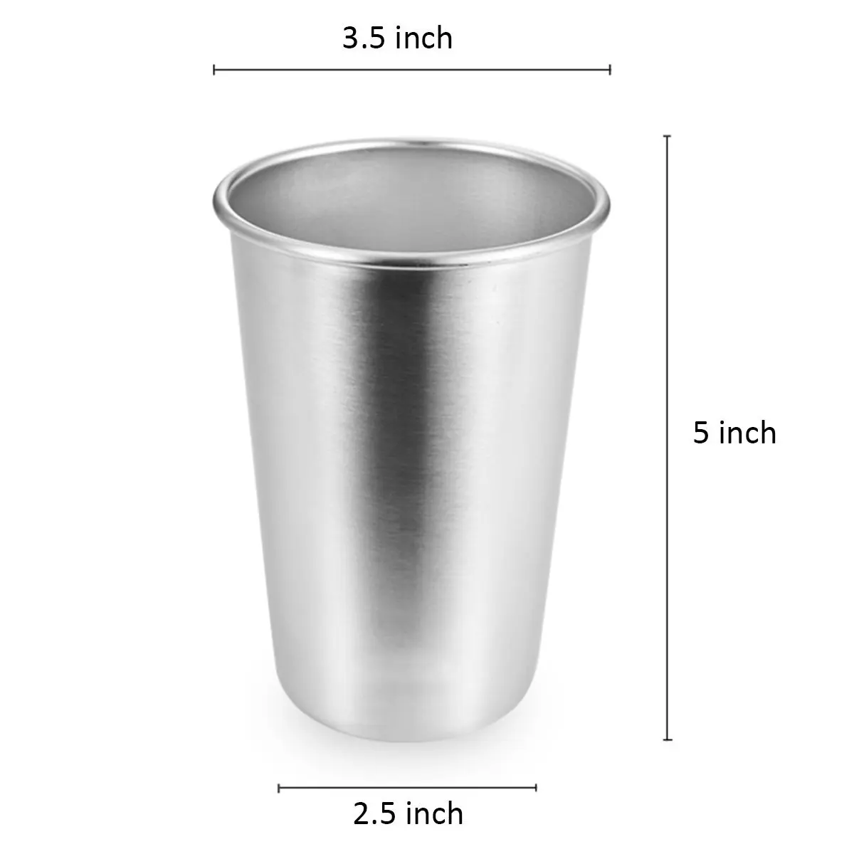 Metal 16oz Stainless Steel 18/8 Food Safety Grade Drinking Cup
