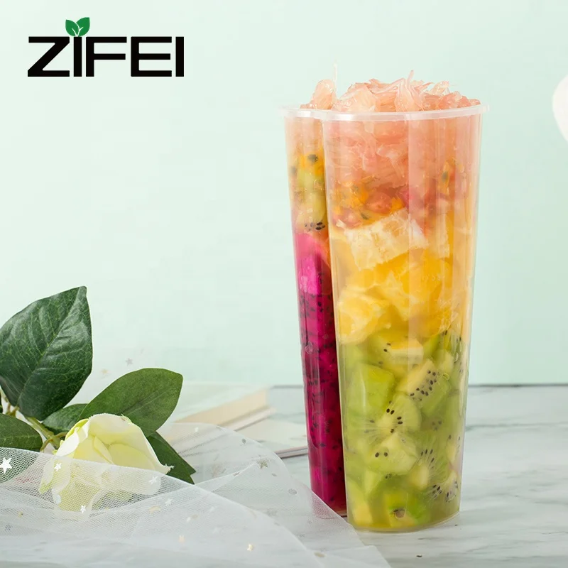 700ml heart shape double enjoy bubble tea cup plastic disposable twins split cup