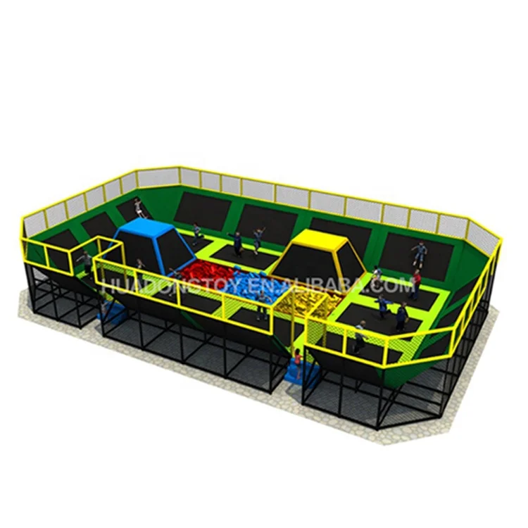China Commercial Indoor Fitness Jump Trampoline Park With Slide and Roof