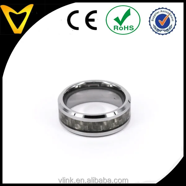 square shape gray cross brushed carbon fiber ring design fashion carbon fiber inlaid wedding band latest carbon fiber ring