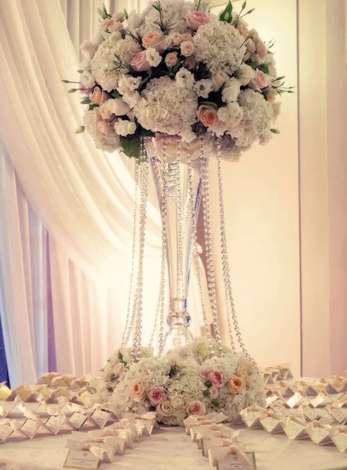 Charming Table Decoration Glass Tall Flower Vase