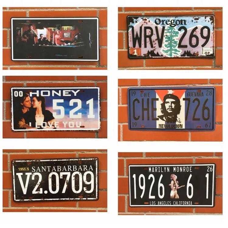 Wholesale Custom Logo 30.5cm*15.5cm Embossed License Plate Printed Vintage Logo Car Decorative Plate Decorative License Plate