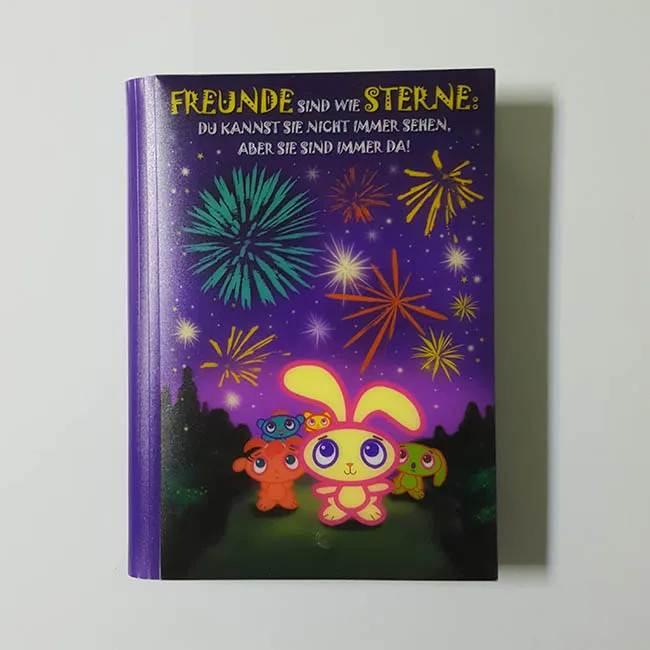 Custom shiny led light stationery personalised kids journal / diary notebook hardcover with button