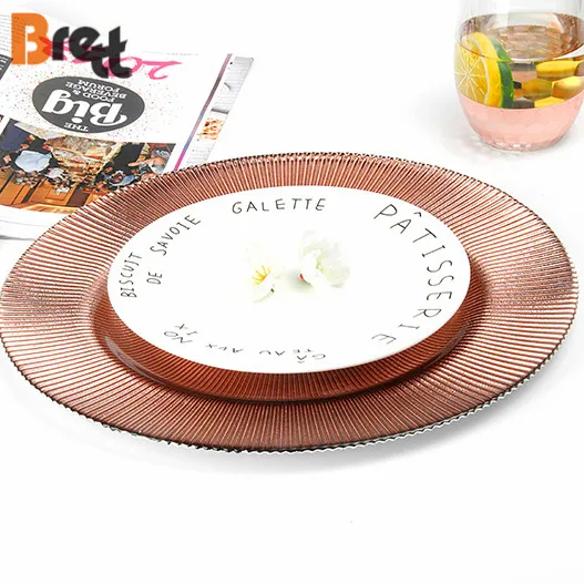 Tableware Market in Guangzhou Rose Gold Plated Glass Charger Plates Wedding