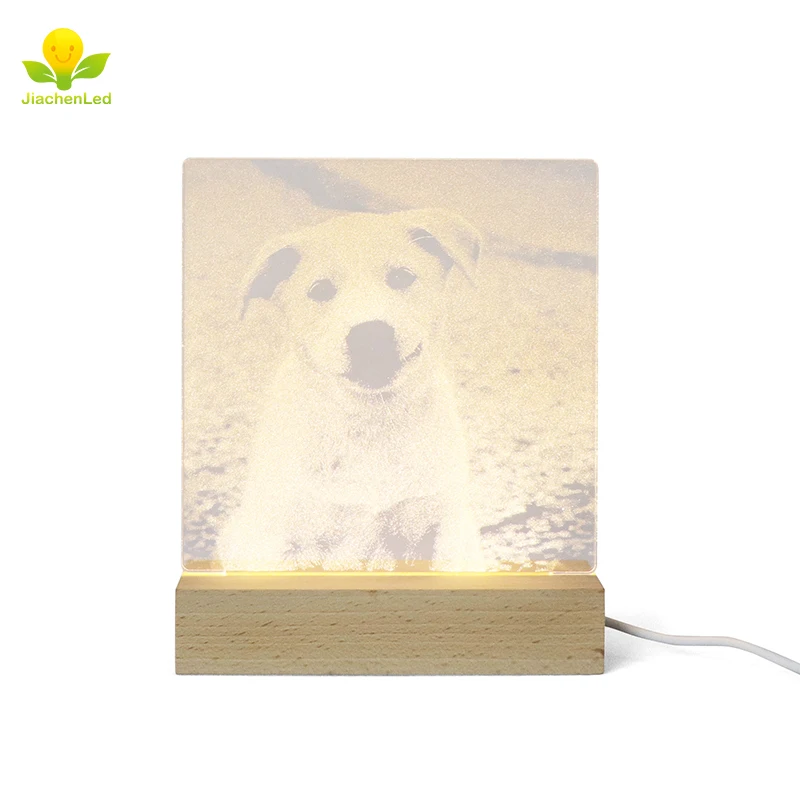 Customization Wooden Base For Acrylic 3D LED Night Light Animal