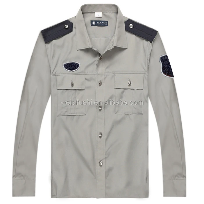 OEM custom logo unisex long sleeve security clothing guard uniform shirt