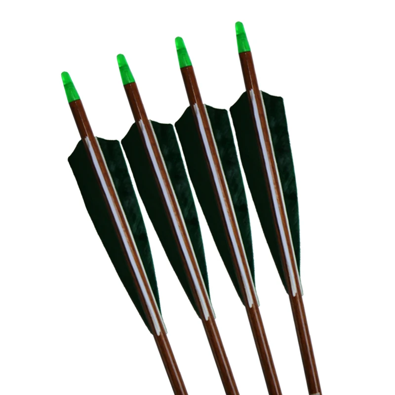 Wood grain carbon archery arrows with Turkey feather removable tip for traditional bow