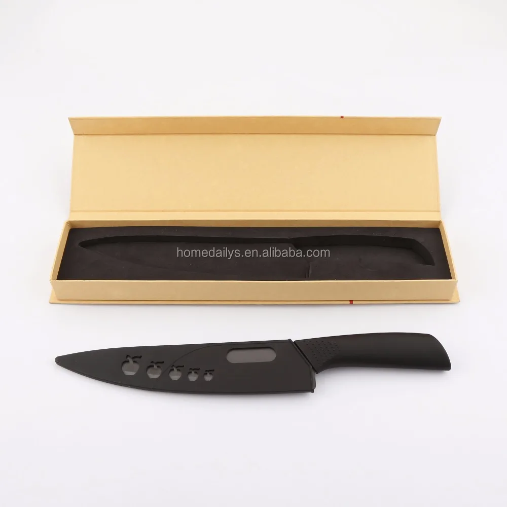 8 inch Black Zirconium Blade Black Ergonomic Handle Matte  Ceramic chef Knife Healthy Kitchen Cutlery with Sheath box