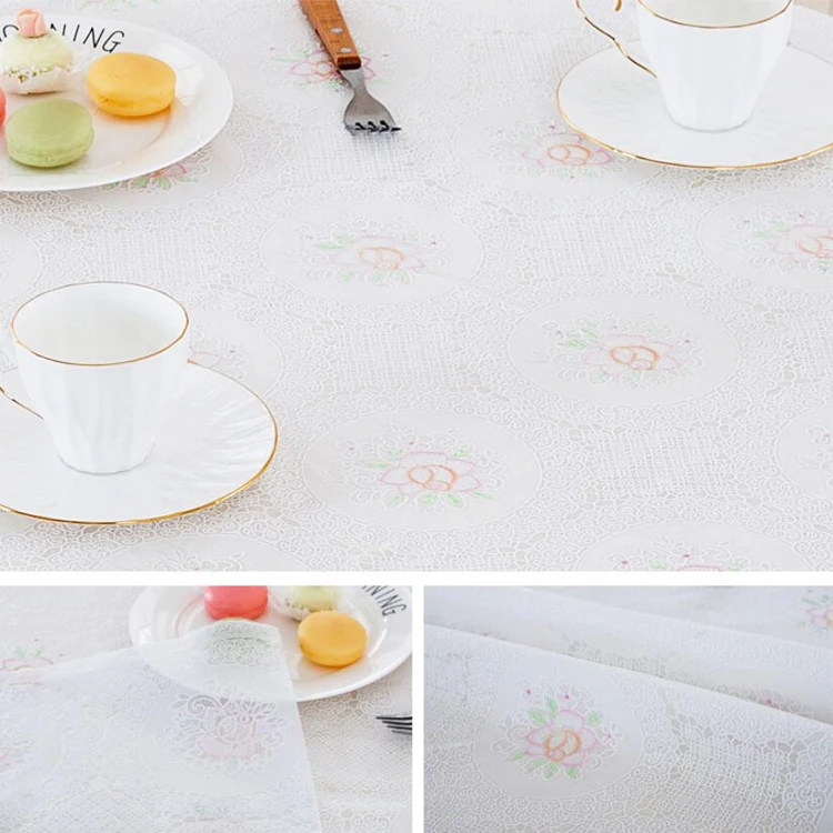 2023 new design PVC lace with color tablecloth roll color lace tablecloth