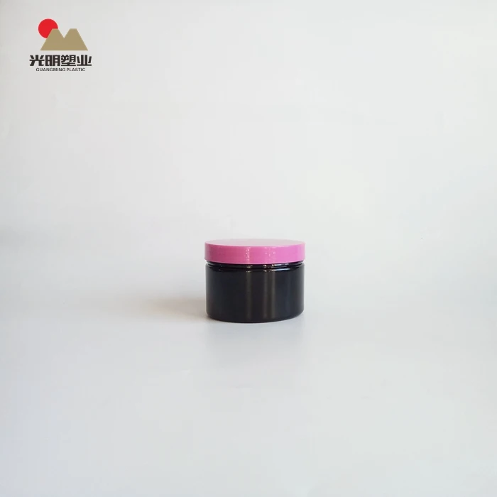 100ml black PET Plastic jars with protein powder coffee cans with pink screw lid