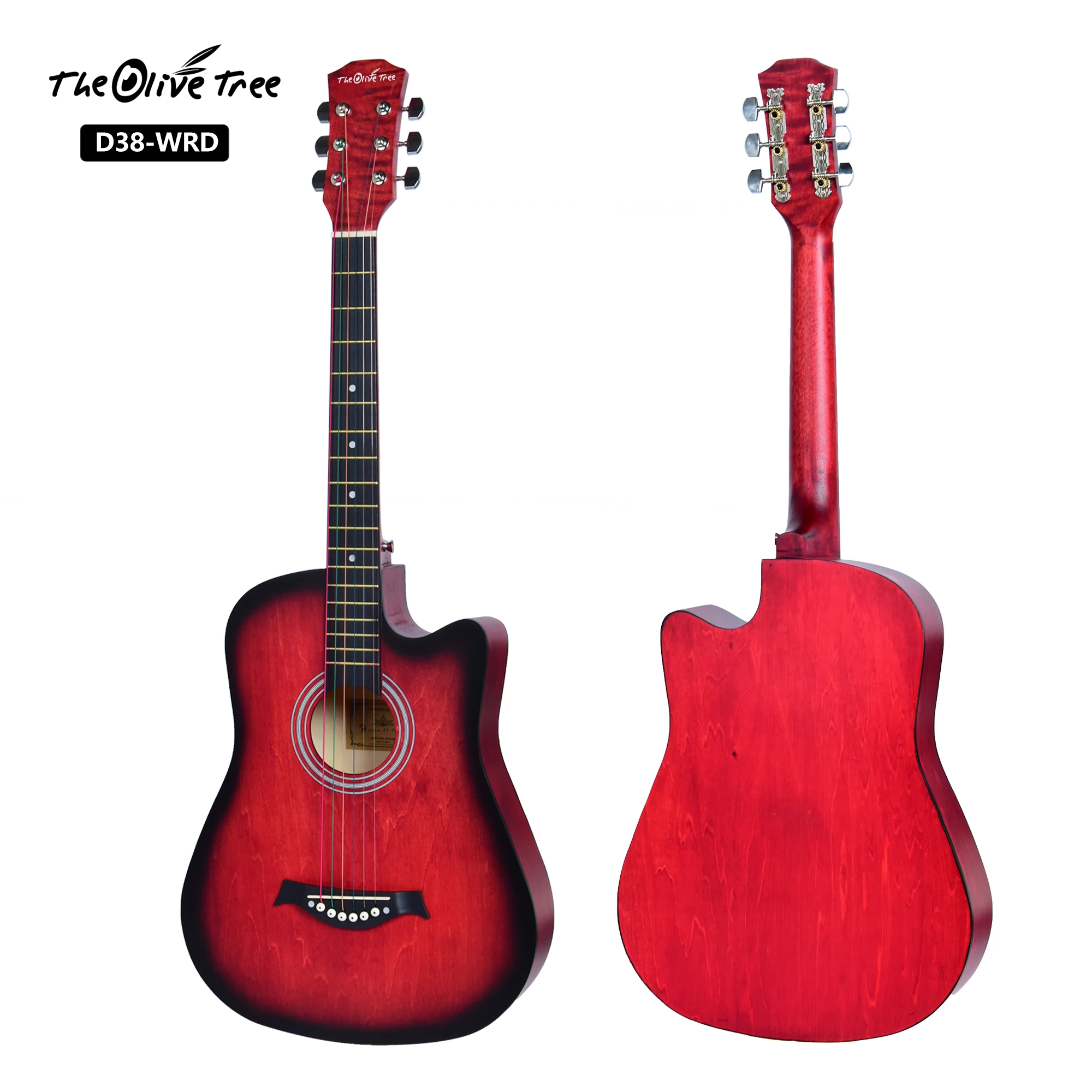 Musical instruments Wholesaler price OEM colorful 38inch acoustic guitar set made of China guitar factory