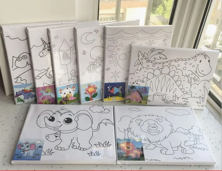 
24*30 cm DIY canvas painting by numbers pre printed canvas for kids 