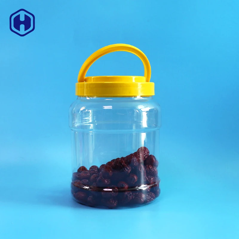 2500ml high capacity big antique handle screw lid flour farina rice fermentation pickle PET plastic bottles jar