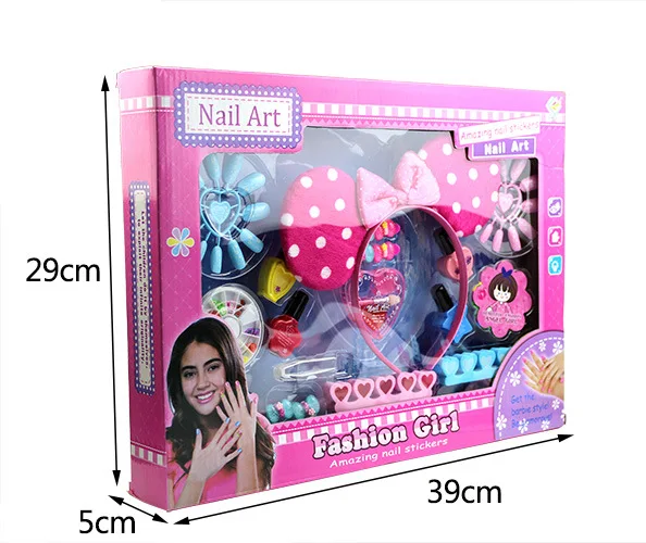 
12boxes Top selling children cosmetic toy girl beautiful nail art kits children makeup gift set 
