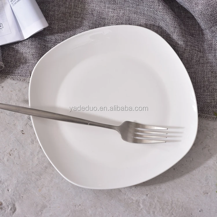 Классические керамические простые белые Тарелки и блюда фарфоровый квадратный плоский сервировочный поднос для отеля