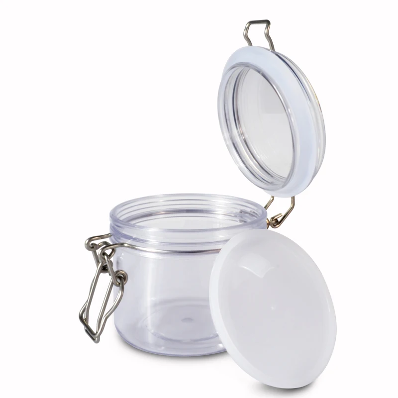 clip top food container cosmetic clear plastic 100ml 120ml  150ml  250ml  200ml  350ml  500ml pet kilner jar