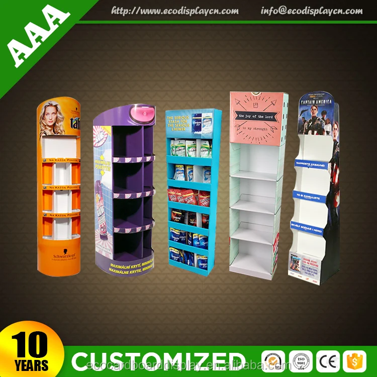 Wholesale Three Tires Cardboard Floor Standee Cosmetic Makeup Lipstick Holder Display Stand