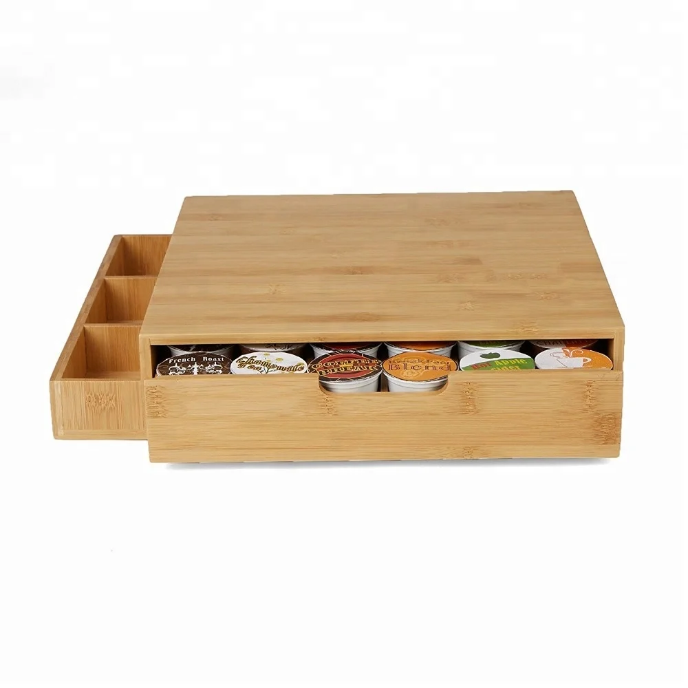 Bamboo Storage Drawers 36pcs Coffee Pod Holder Dispenser Compatible Dolce Gusto Capsule Holder