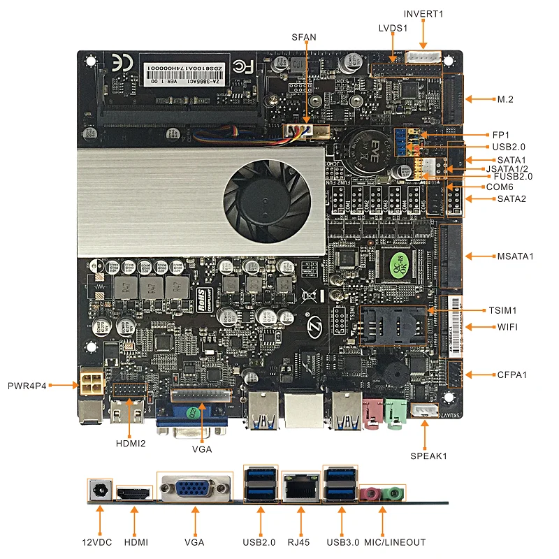 Mini ITX DDR4 Motherboard ZA-3865AC1 for public bike rental service