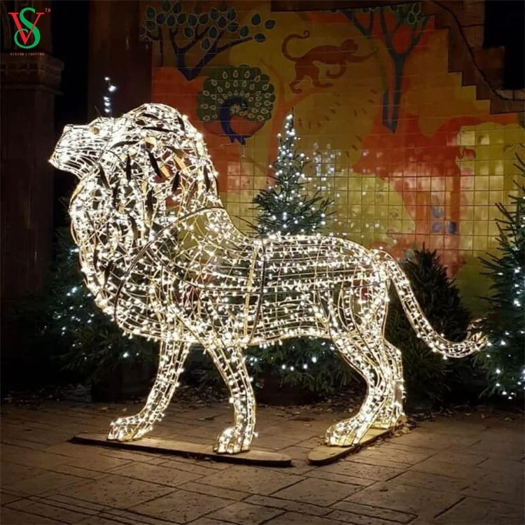 Large Christmas 3D Motif Animated Lighted Giraffe LED Animal Sculpture Lights