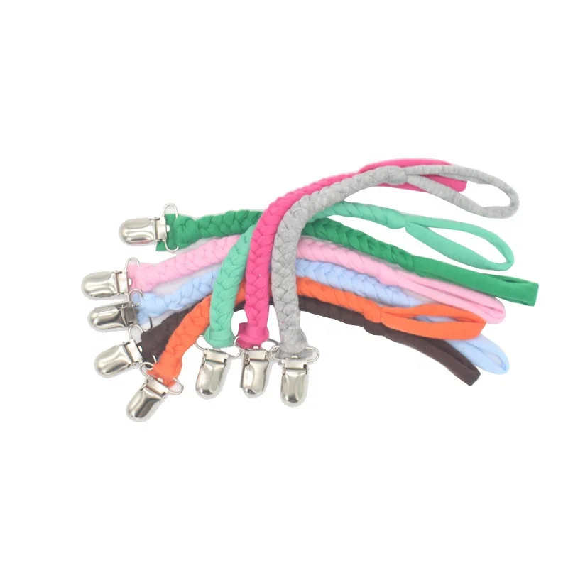 Baby Care Dummy Cotton Chain Pacifier Holder Clips Braided Pacifier Clip- Soft Fabric Binkie Clip holder