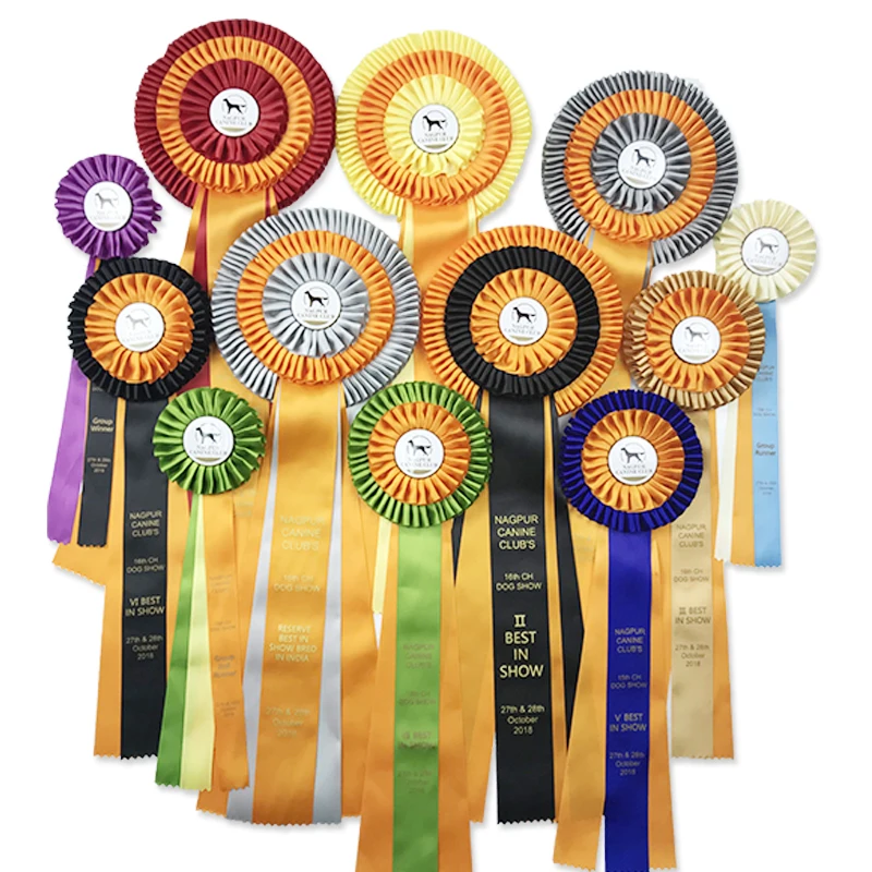 factory handmade high quality Dog Pet Show Award Satin Ribbon Rosette