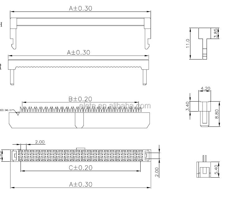 2.0mm IDC connector, Wire to Board Connector, Molex 875681493 replacement