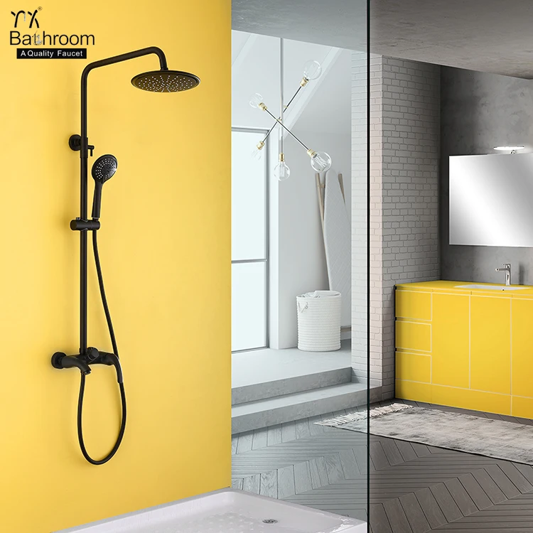 
Kaiping faucet Bathroom sanitary ware exposed matte black 100% brass body shower set bathroom taps faucet bathroom tapware 